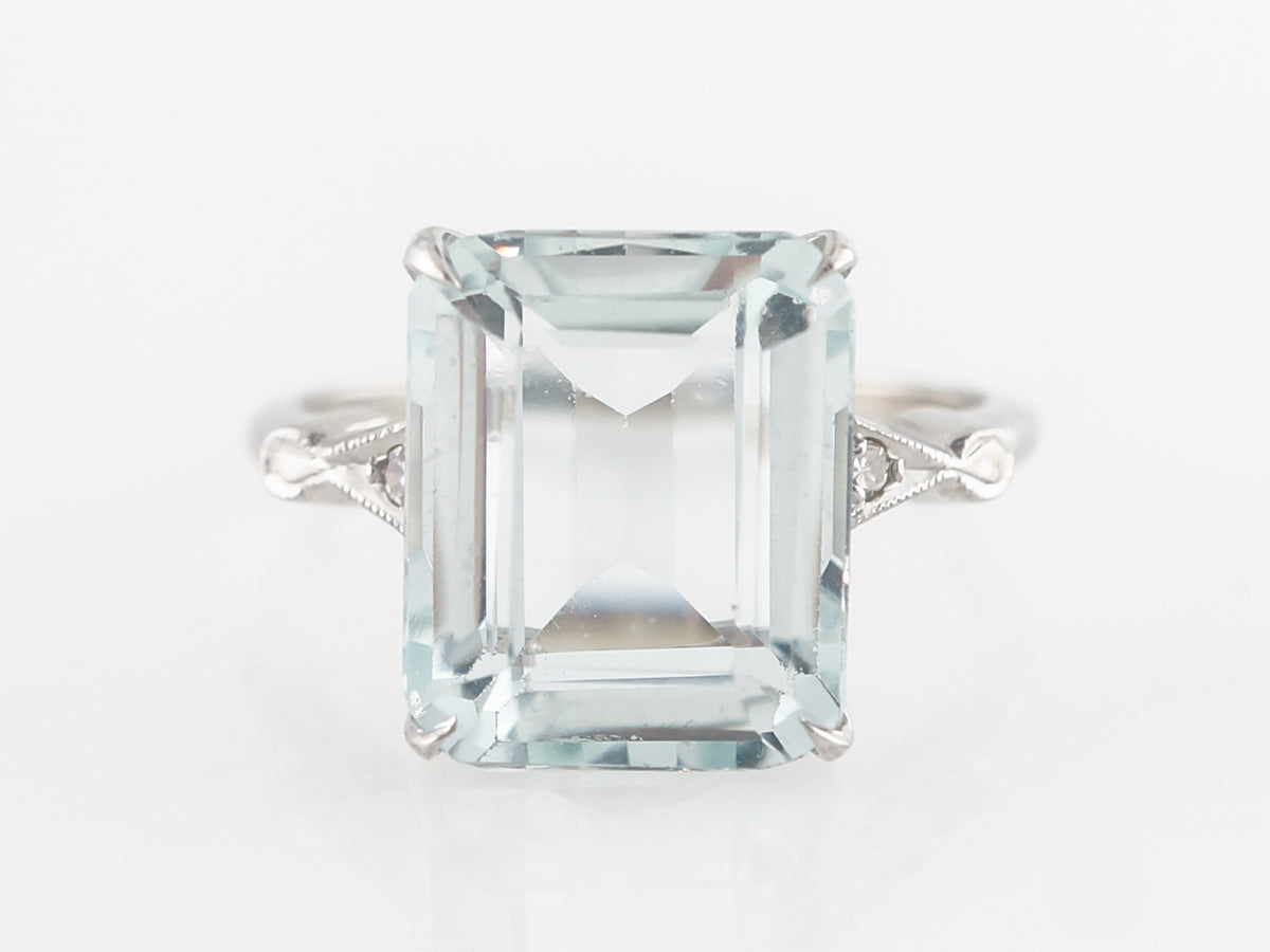 Carat Emerald Cut Aquamarine w/ Diamonds in 14k White Gold