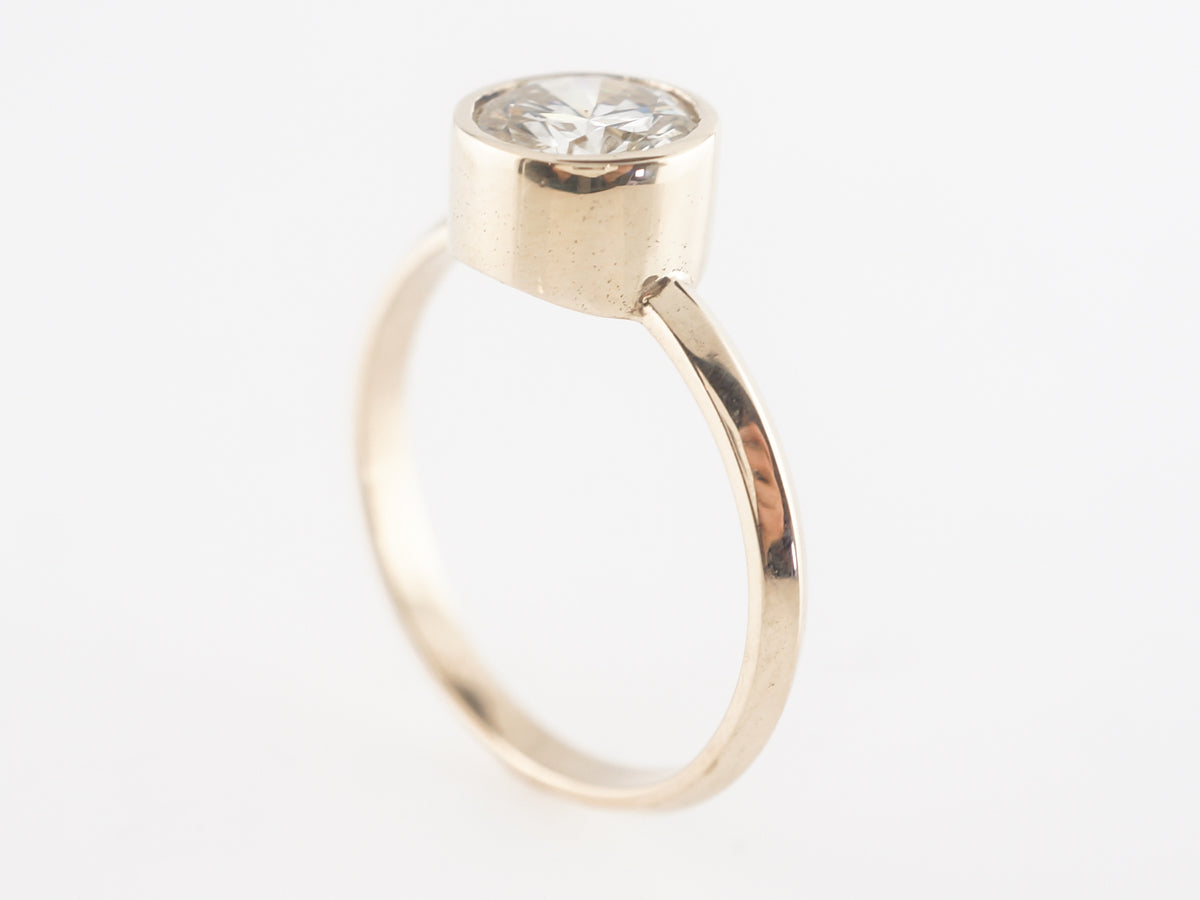 Bezel Set Solitaire Diamond Engagement Ring in 14K Yellow Gold