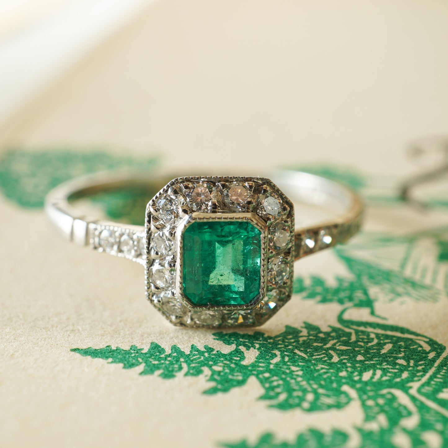 .30 Emerald & Diamond Engagement Ring in Platinum