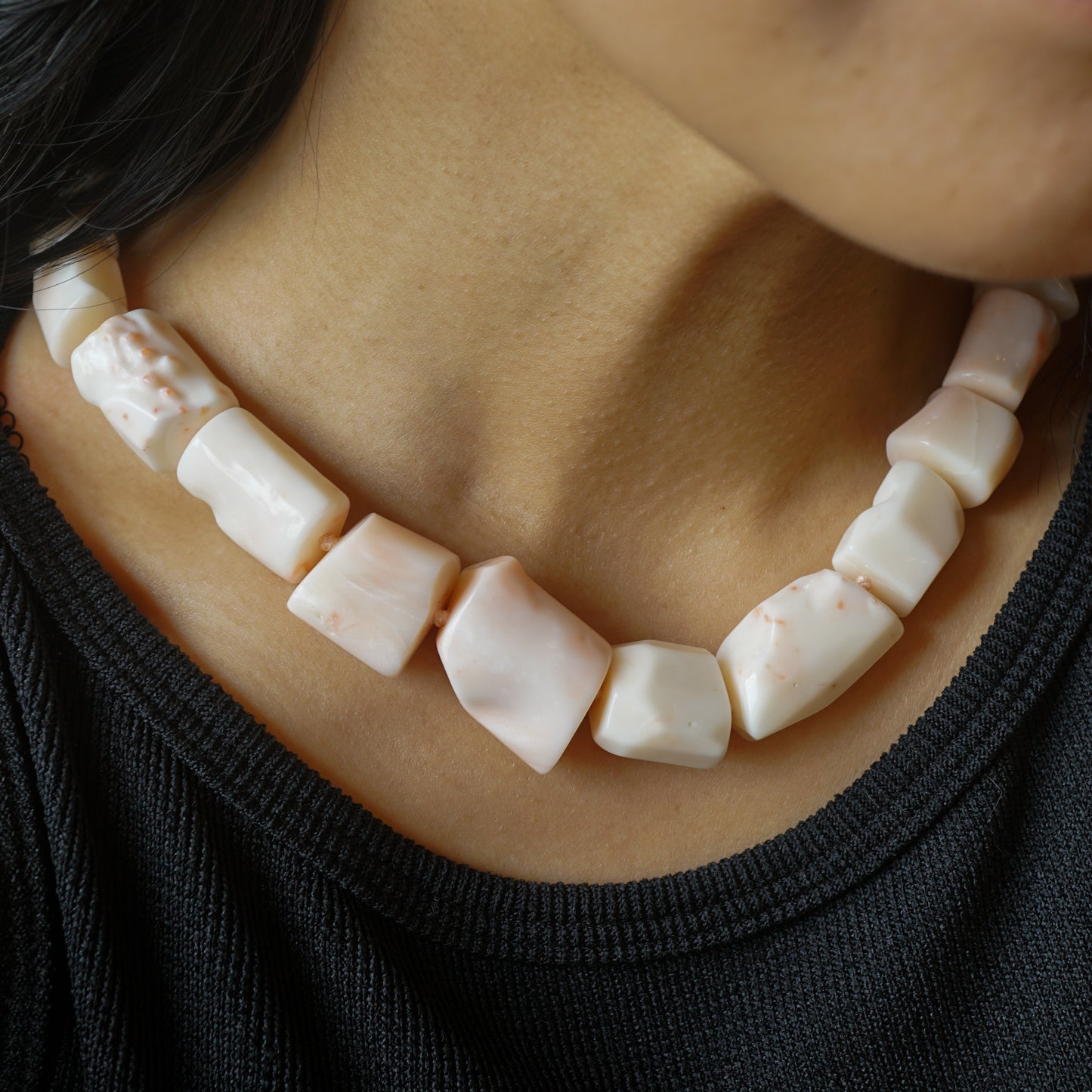 Vintage Angel Skin Coral Beaded Necklace