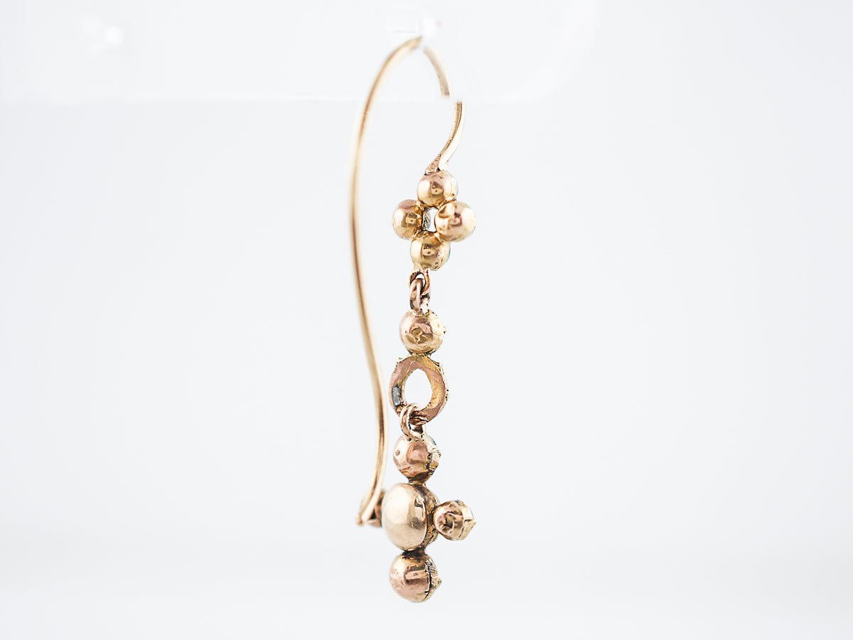 Antique Dangle Earrings Georgian Cabochon Cut Persian Turquoise in 14k & 18 Yellow Gold