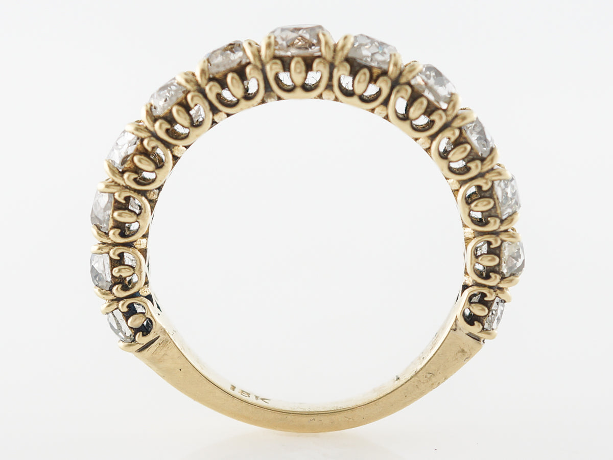 Victorian 3 Carat Diamond Wedding Band in Yellow Gold