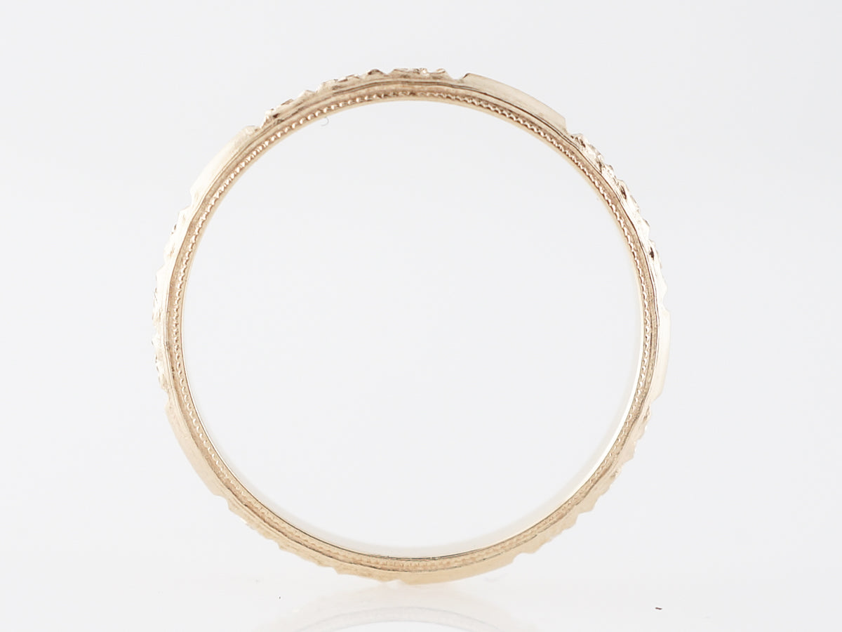 Deco Engraved Orange Blossom Wedding Band Yellow Gold