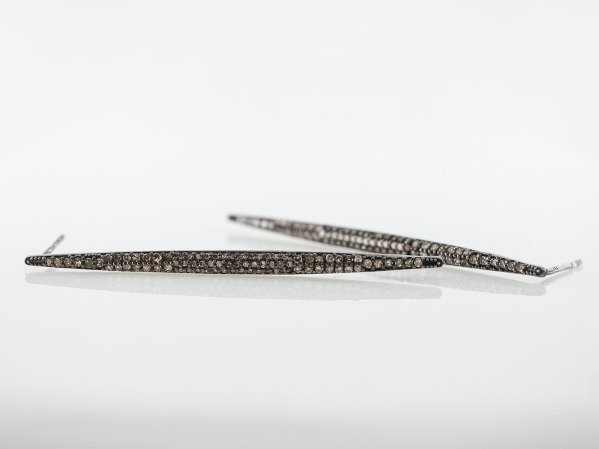 Sterling Silver Diamond Drop Earrings .67 Carats