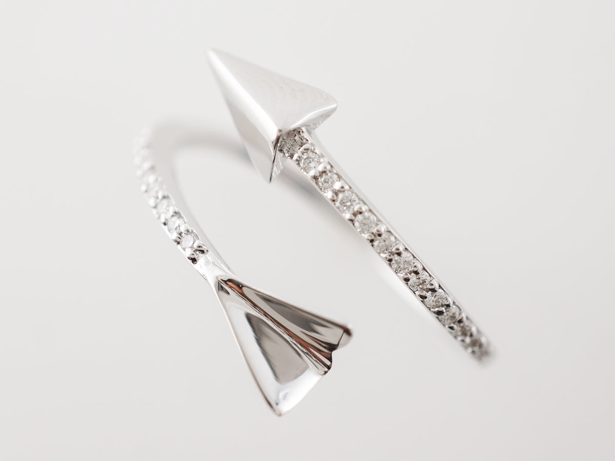 Diamond Arrow Ring in 18 Karat White Gold