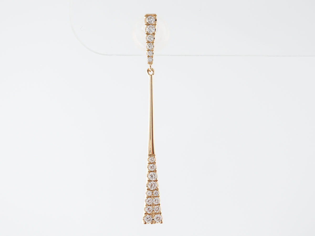 Tapered Diamond Dangle Earrings in 18k Yellow Gold