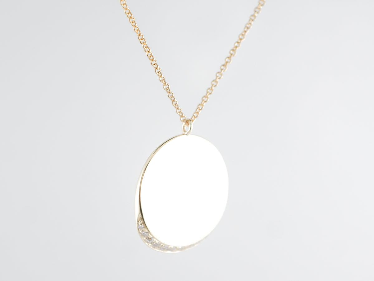 Disc Pendant w/ Diamonds in 18k Yellow Gold