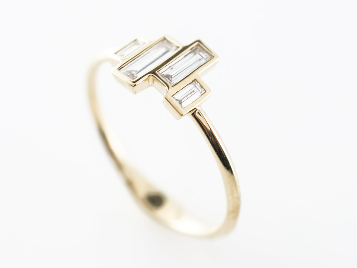Baguette Diamond Right Hand Ring 18k Yellow Gold