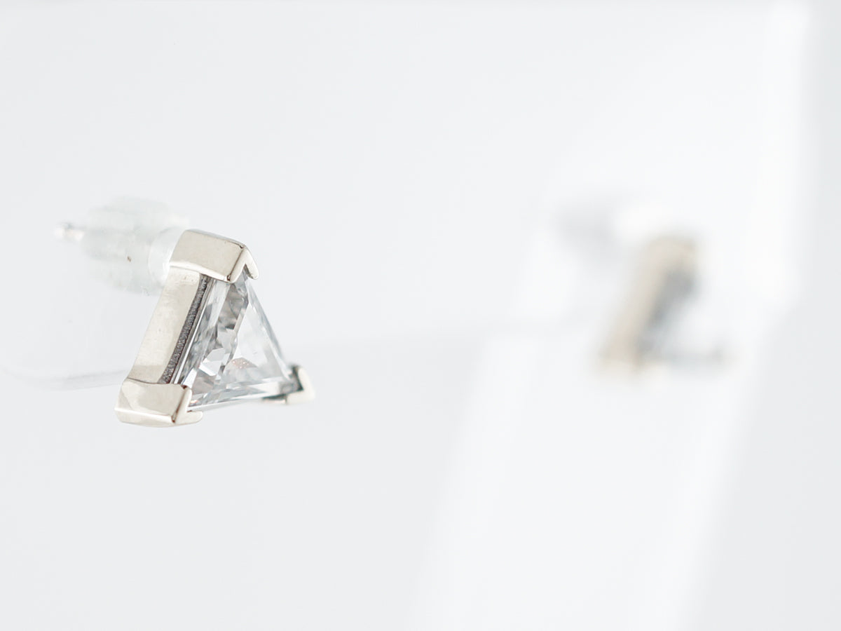 Earring Studs Modern 1.06 Trilliant Cut Diamonds in 14k White Gold