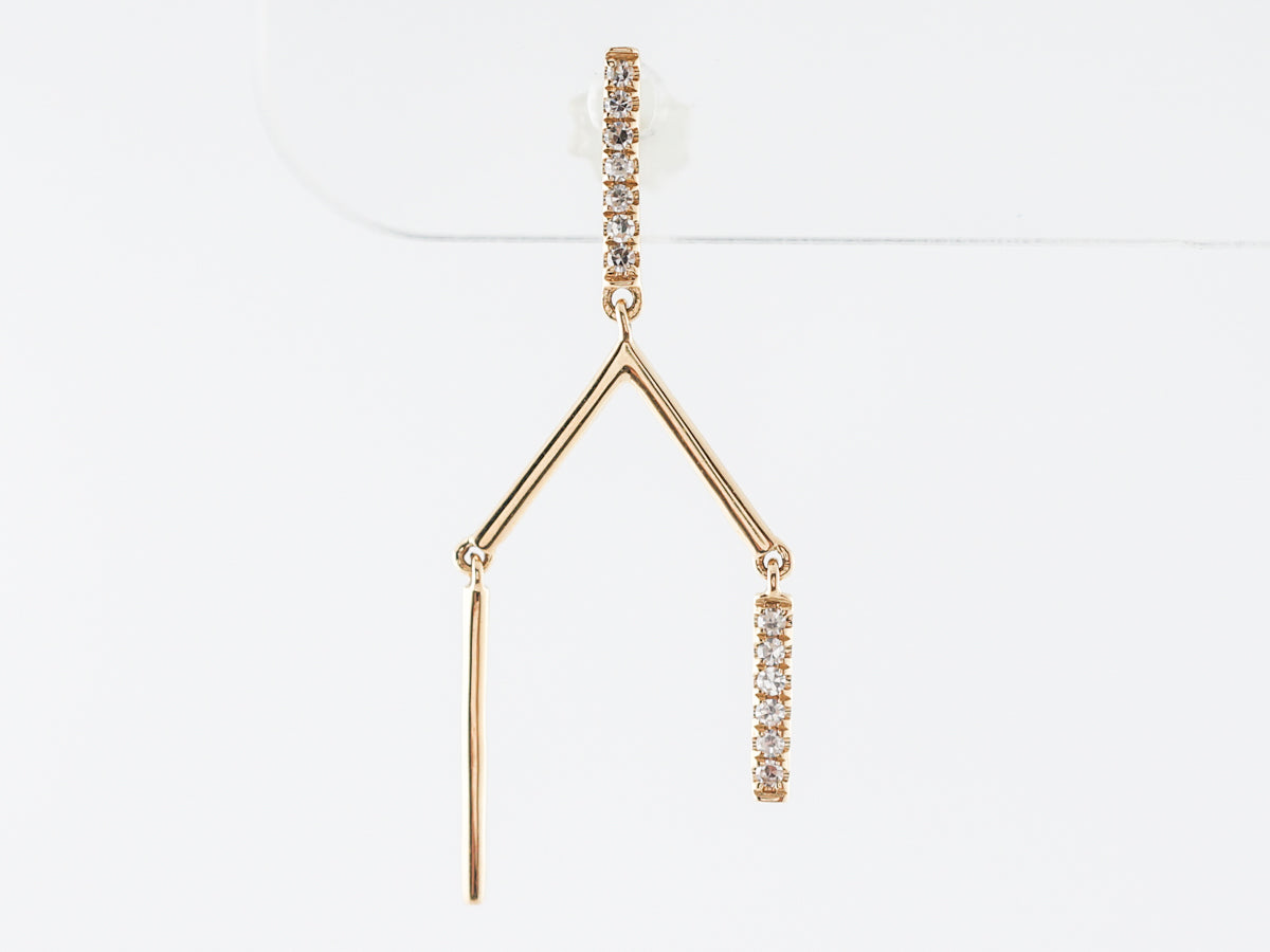 Dangle Earrings Round Brilliant Cut Diamonds in 18k Yellow Gold