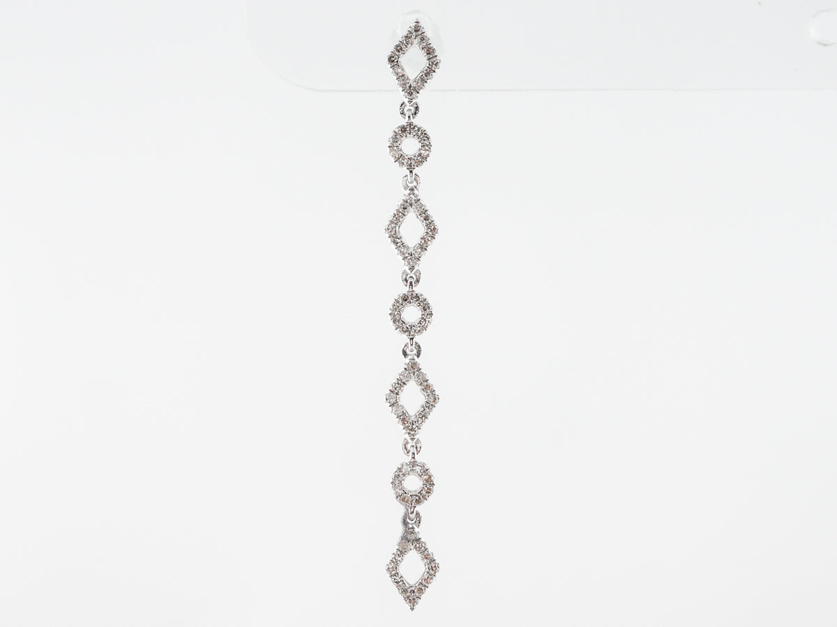 Vintage Style Single Cut Diamond Drop Earrings in 18k White Gold