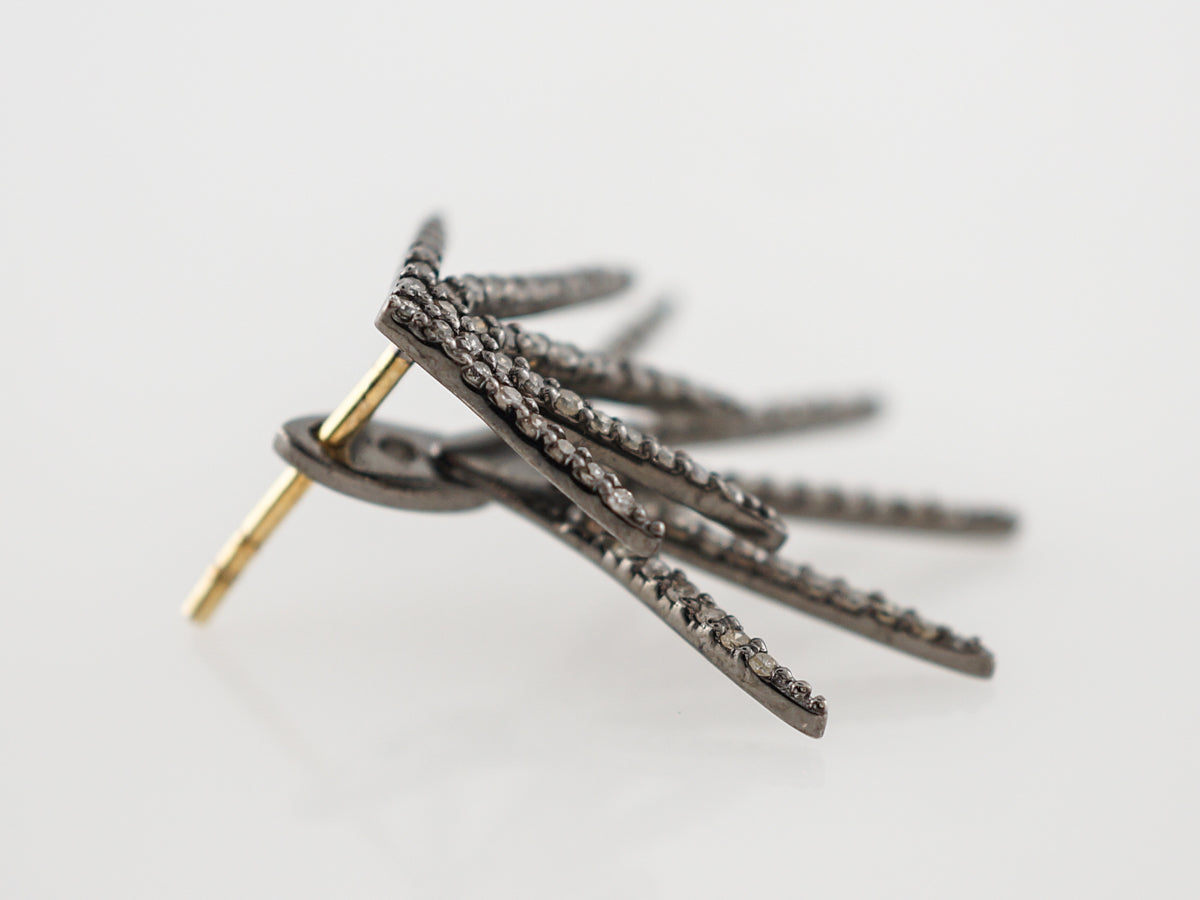 Earrings Modern .90 Round Brilliant Cut Diamonds in Sterling Silver