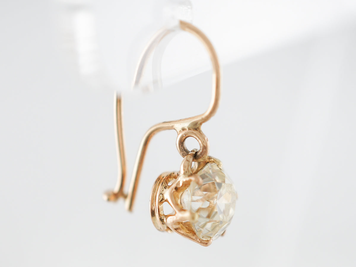 1.5 Carat European Cut Diamond Earrings in Yellow Gold