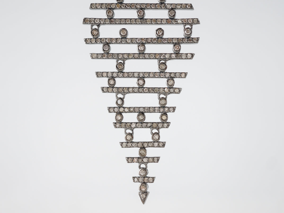 3 Carat Diamond Dangle Earrings in Sterling Silver