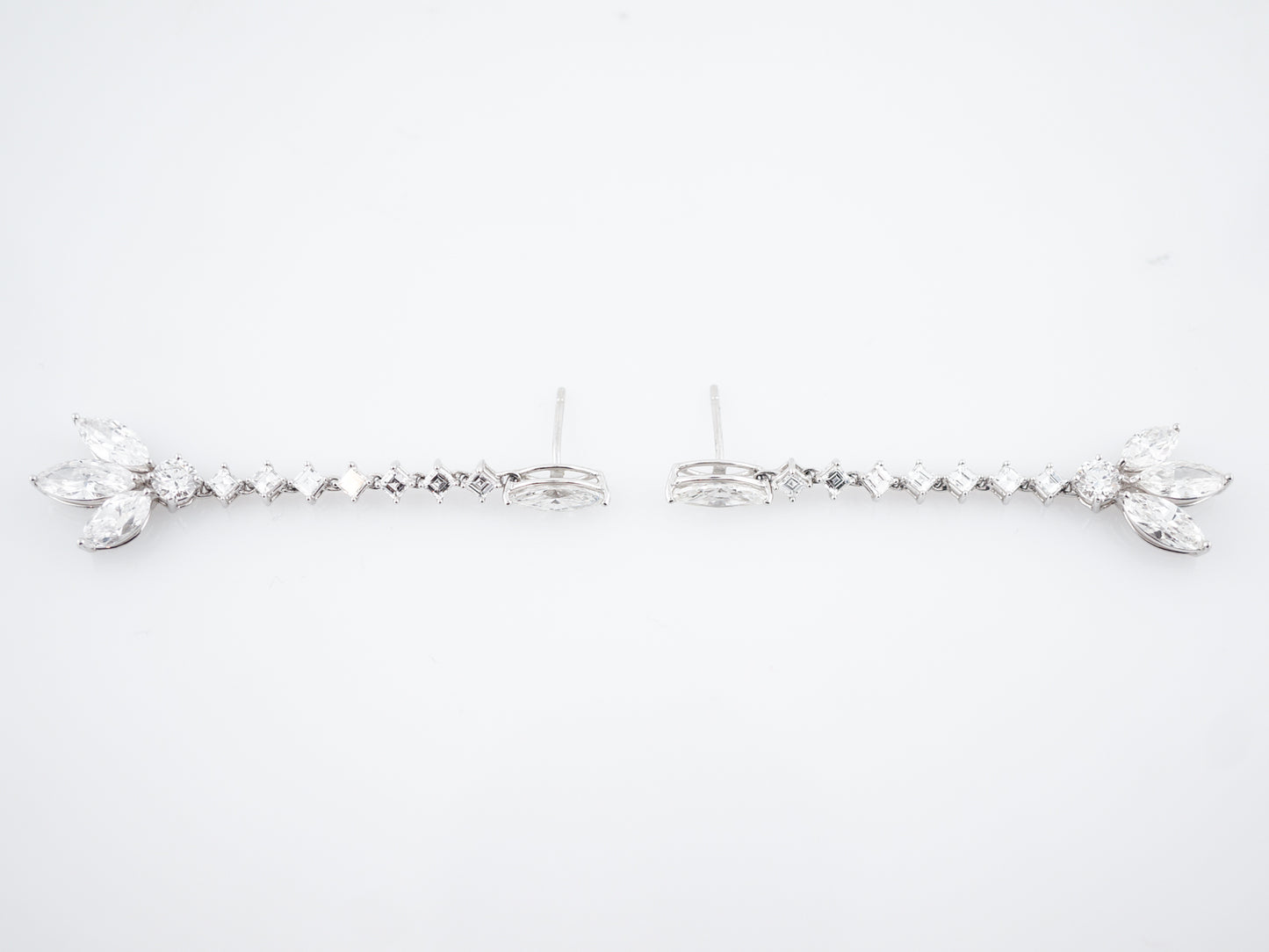 Dangle Earrings Modern 8.05 Round Brilliant, Square & Marquise Cut Diamond in Platinum