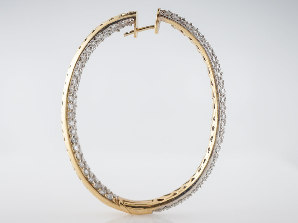 8 Carat Diamond Hoop Earrings in 14k Yellow Gold