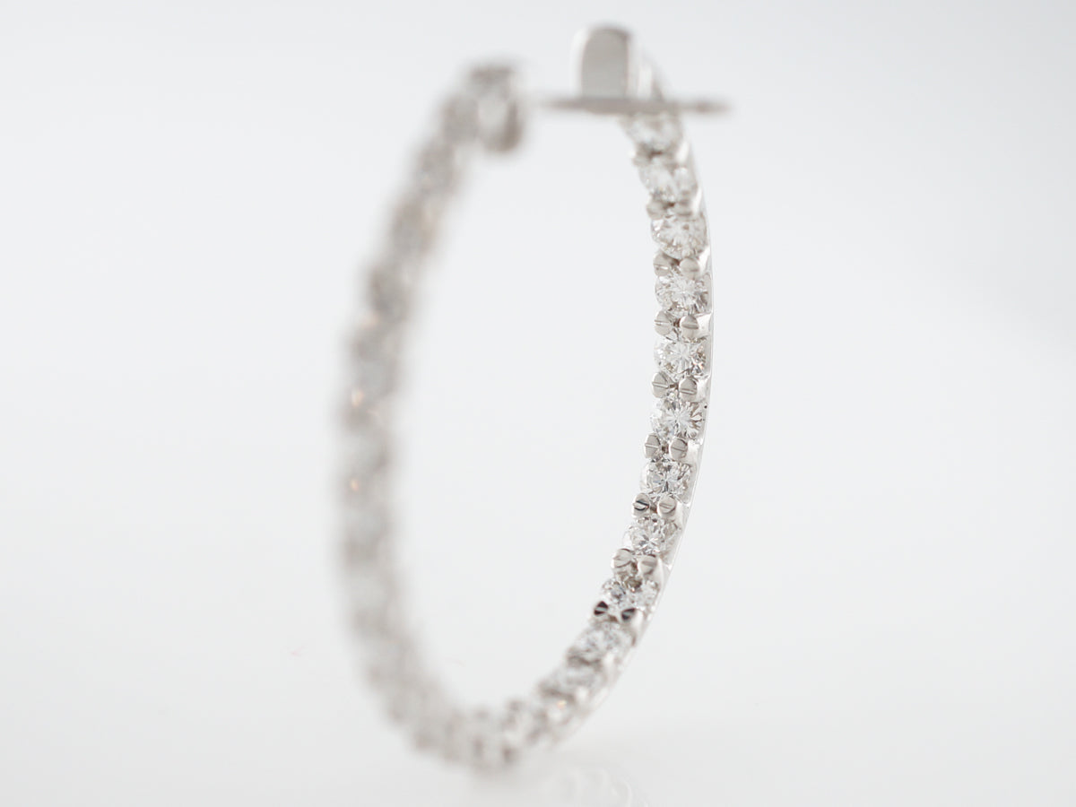 3 Carat Diamond Hoop Earrings in 18k White Gold