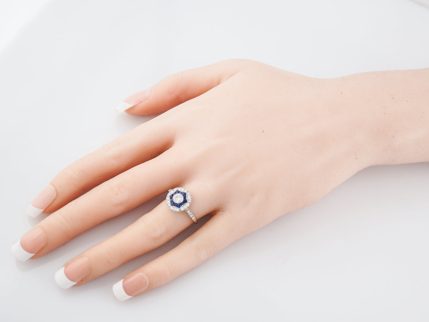 .50 Carat Diamond & Sapphire Halo Engagement Ring