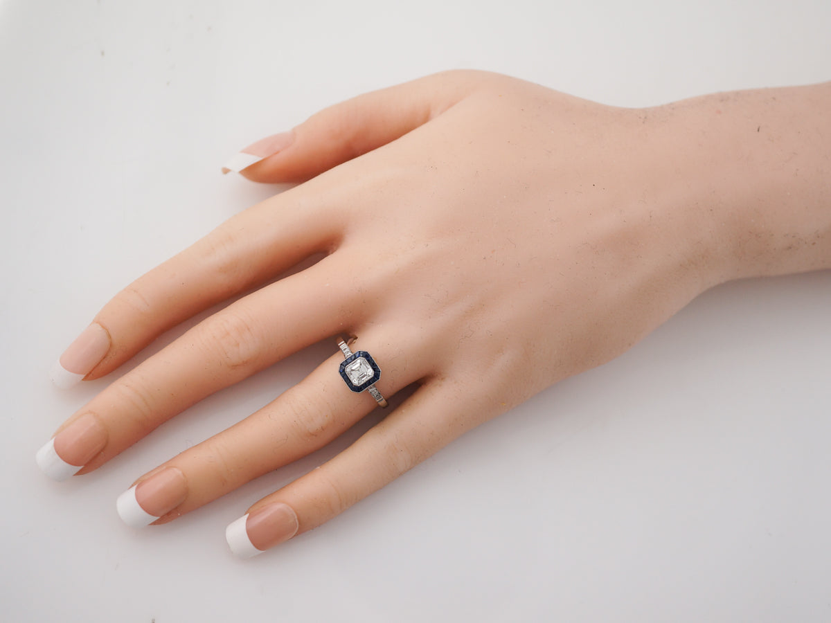 Engagement Ring Modern .66 Asscher Cut Diamond in Platinum