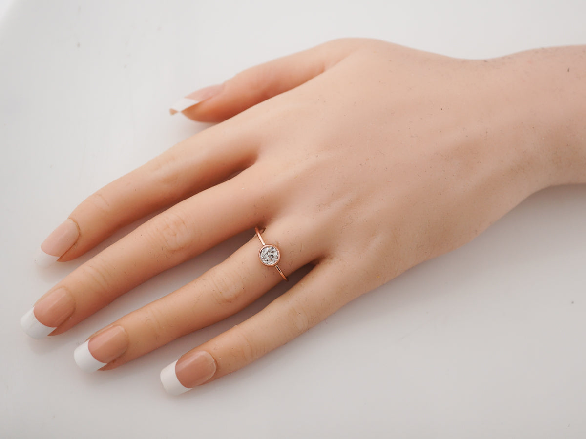 Bezel Set Old European Diamond Engagement Ring in Rose Gold