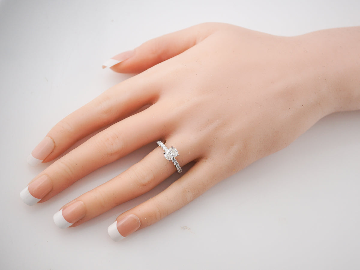 Oval Diamond Solitaire Engagement Ring in Platinum
