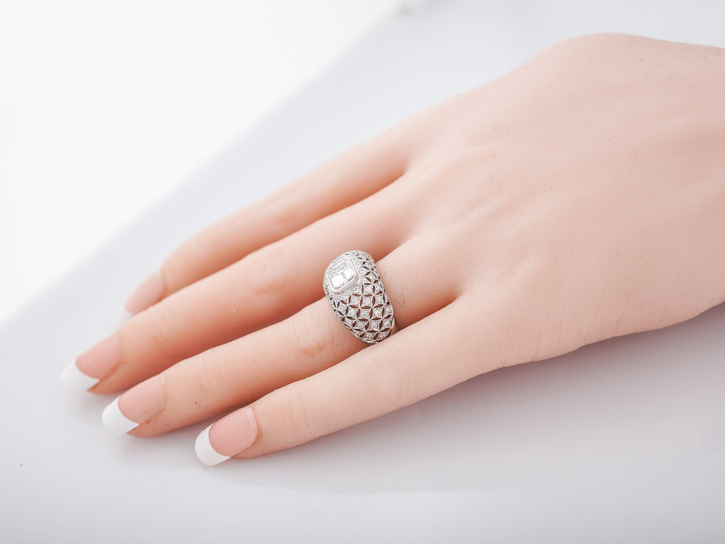 Engagement Ring Modern 1.00 Emerald Cut Diamond in Platinum