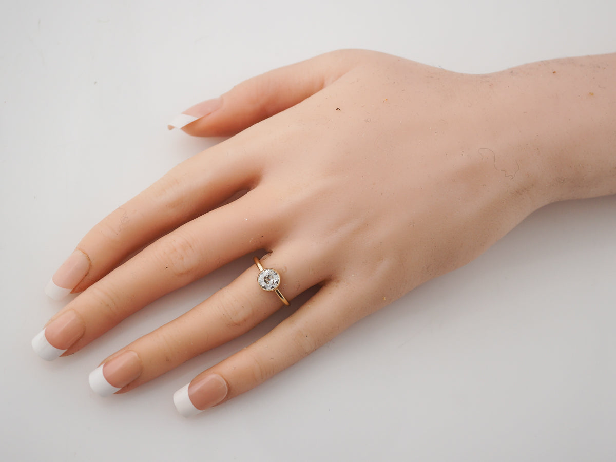 1 Carat Bezel Set European Cut Diamond Engagement Ring