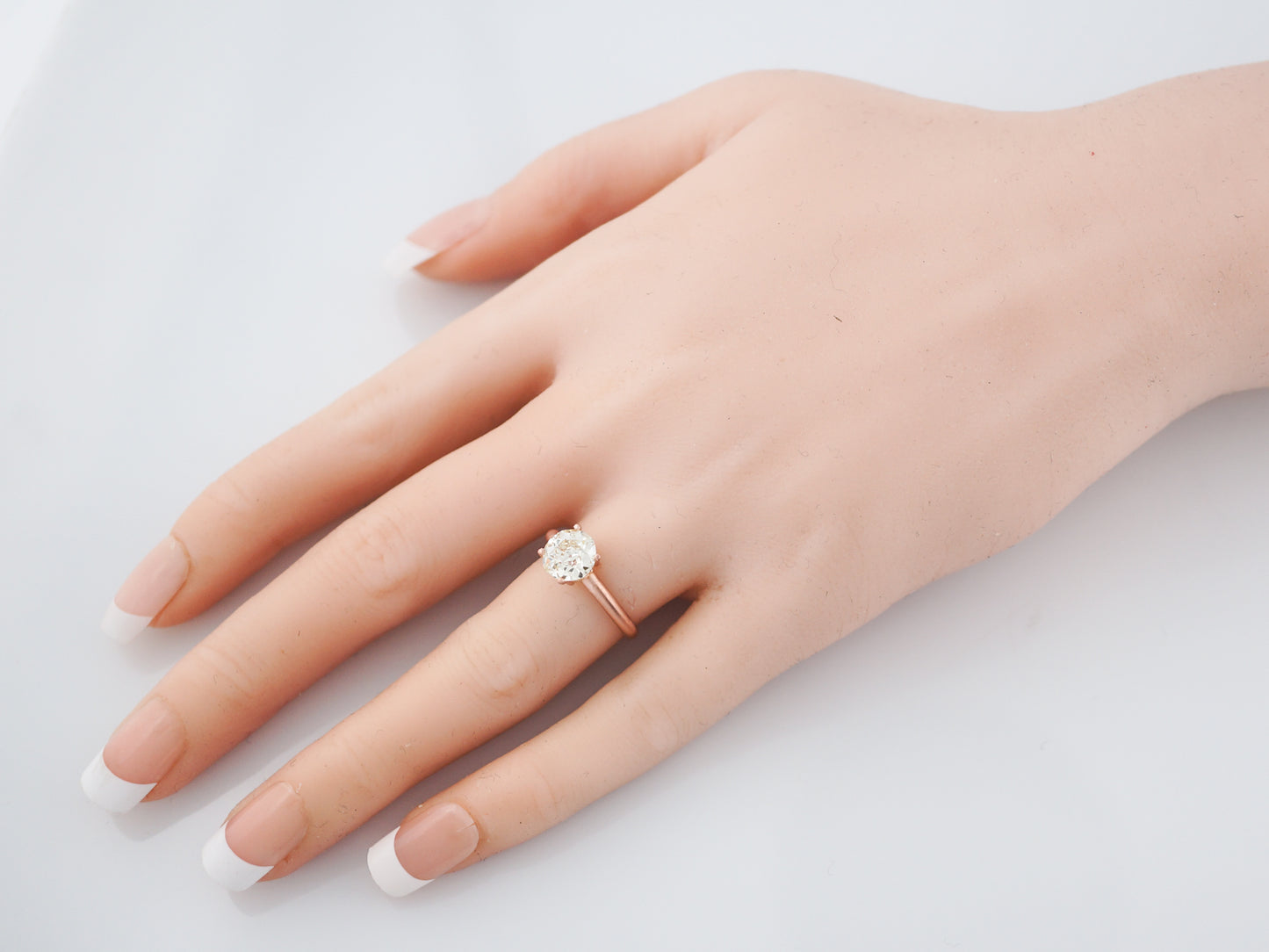 Engagement Ring Modern 1.44 Old European Cut Diamond in 14k Rose Gold