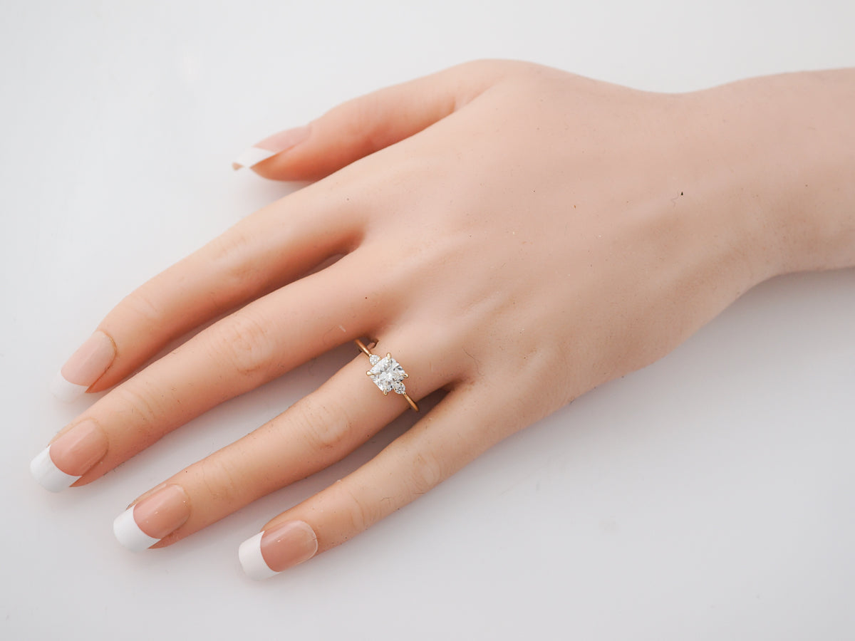 1 Carat Cushion Cut Diamond Engagement Ring in Yellow Gold