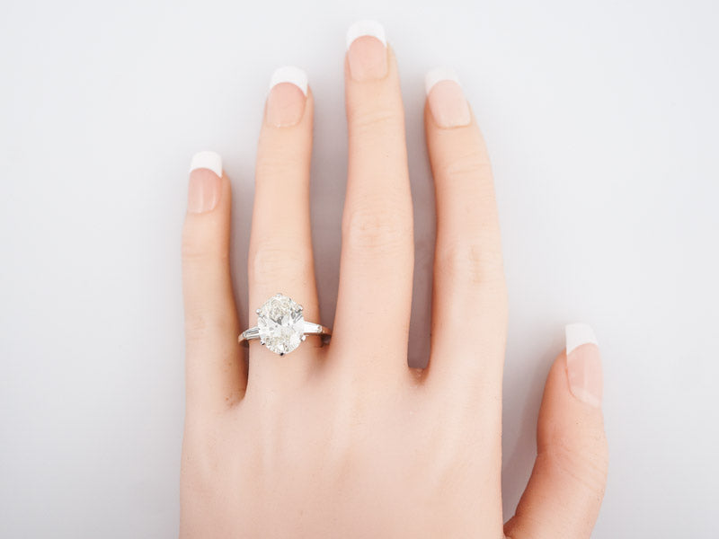 Engagement Ring Modern GIA 5.08 Oval Cut Diamond in Platinum