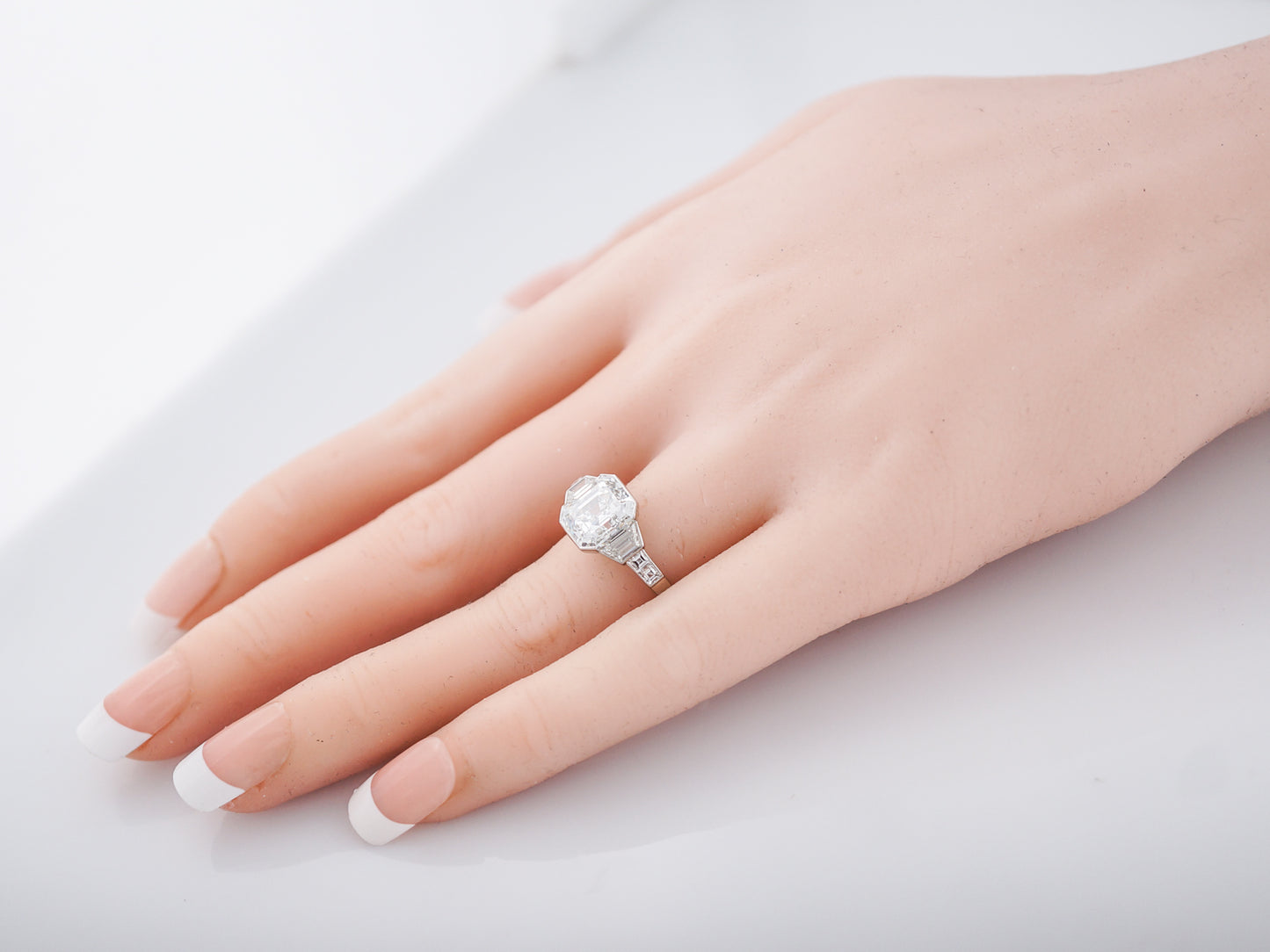 Engagement Ring Modern 3.01 Asscher Cut Diamond in Platinum