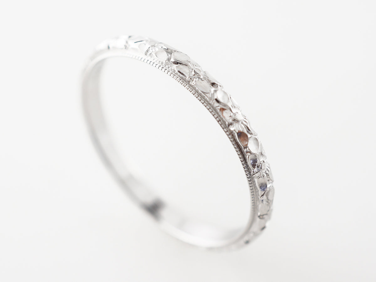 Orange Blossom Engraved Antique Deco Wedding Band