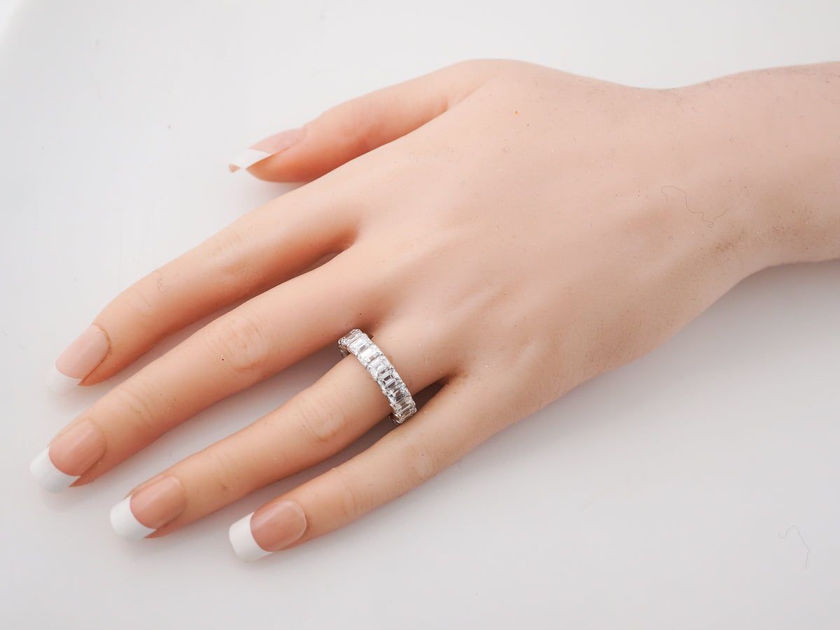 RTV- Eternity Wedding Band Modern 4.75 Emerald Cut Diamond in Platinum