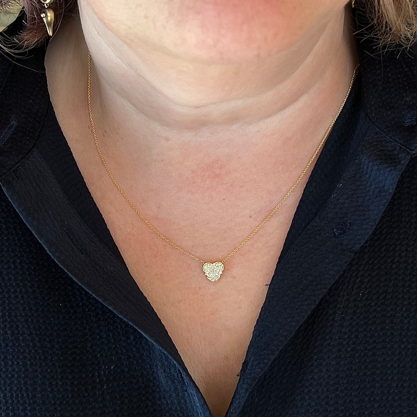 Diamond Pave Heart Pendant Necklace in 14k Yellow Gold