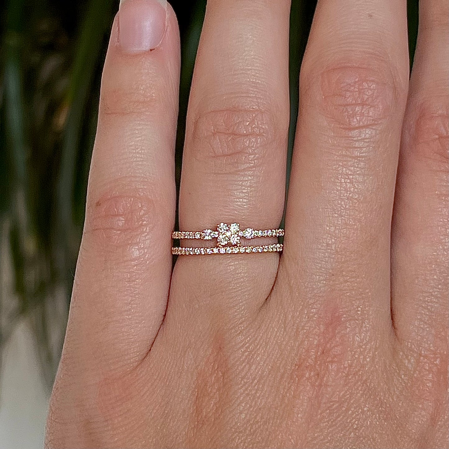 Stacked Pave Diamond Ring in 18k Yellow Gold