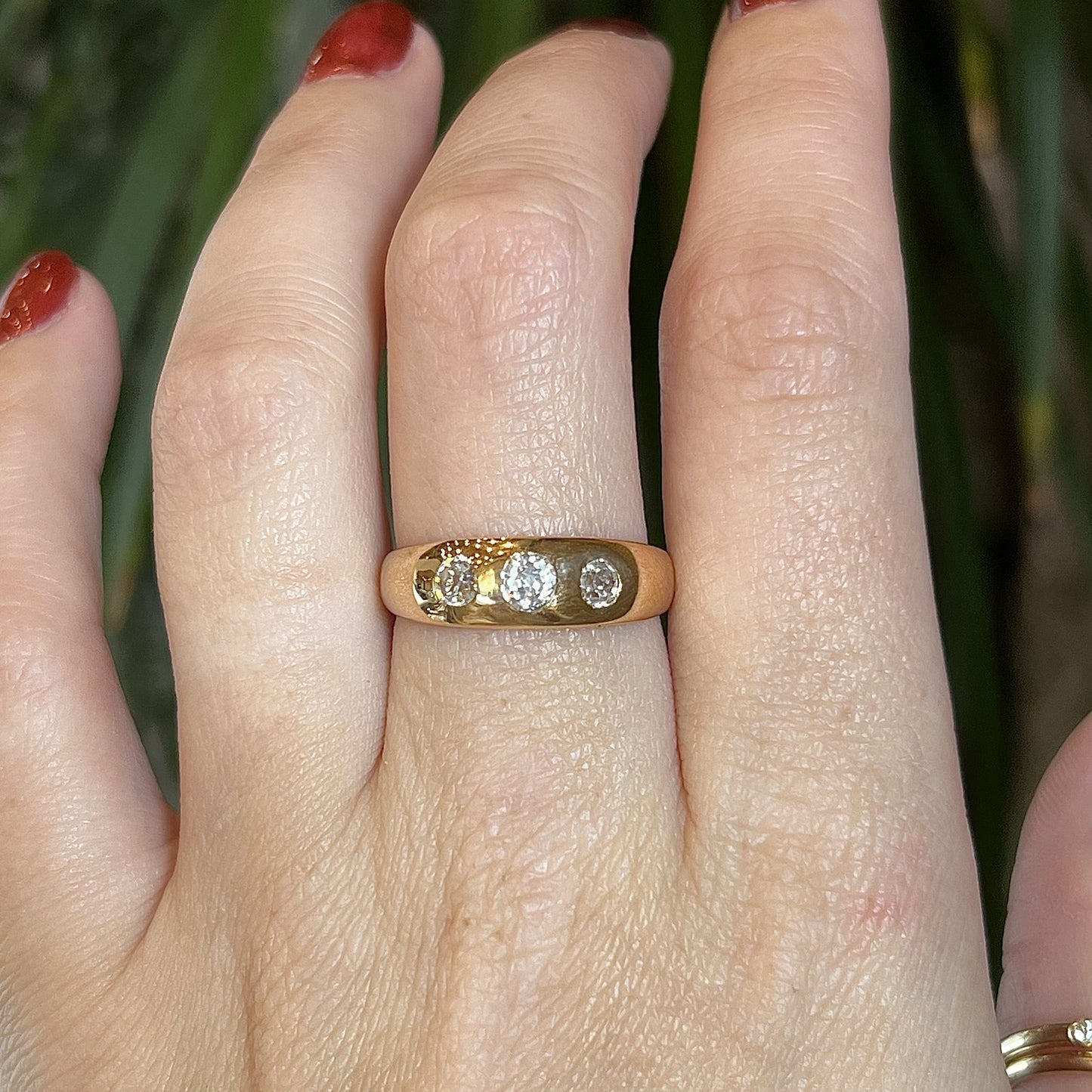 Men's Victorian Flush Set Diamond Ring in 18k Yellow Gold