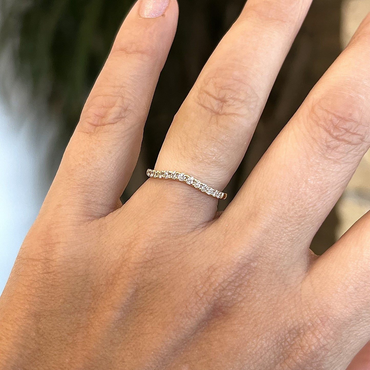 .25 Contoured Diamond Wedding Band in Yellow Gold