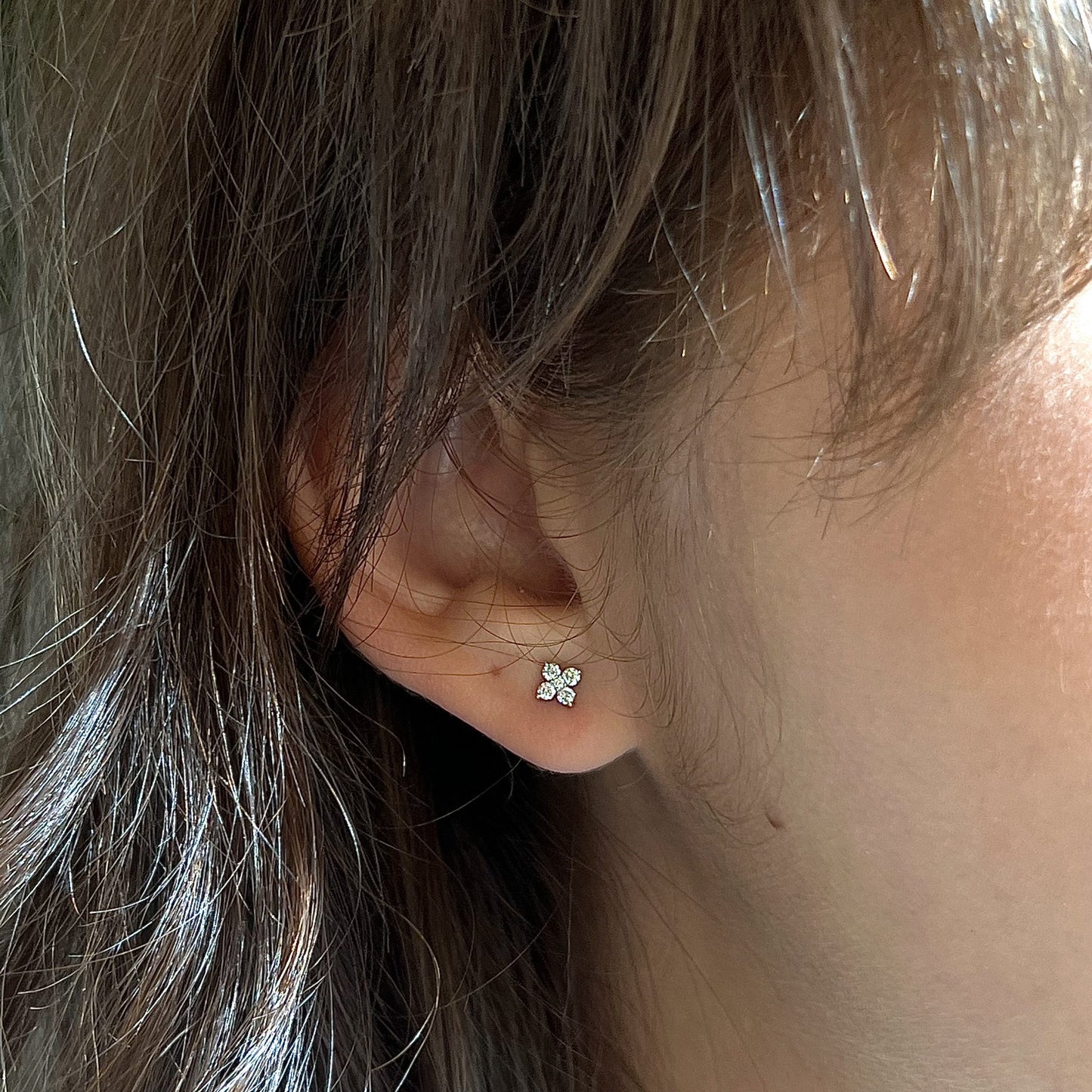 Everyday Diamond Cluster Stud Earrings in 14k White Gold