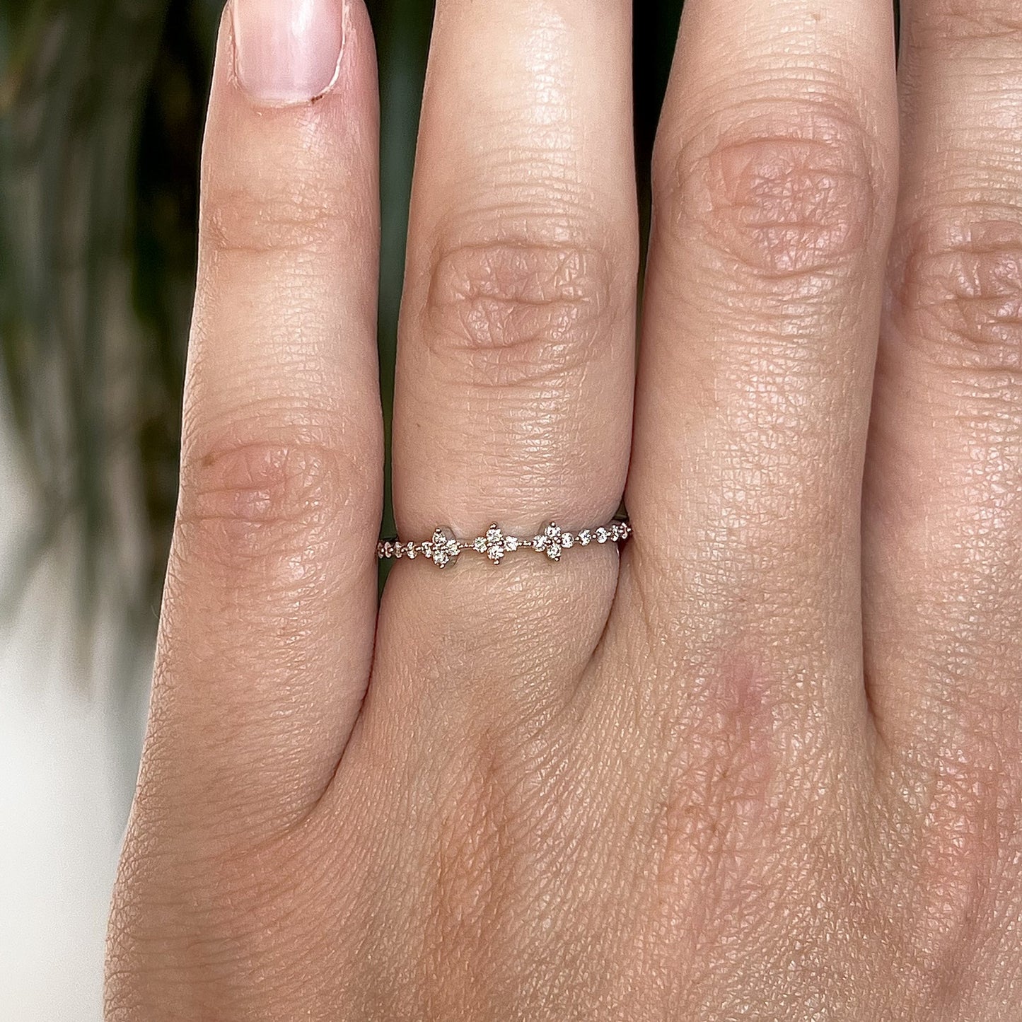 Pave Diamond Cluster Stacking Ring in 14k White Gold