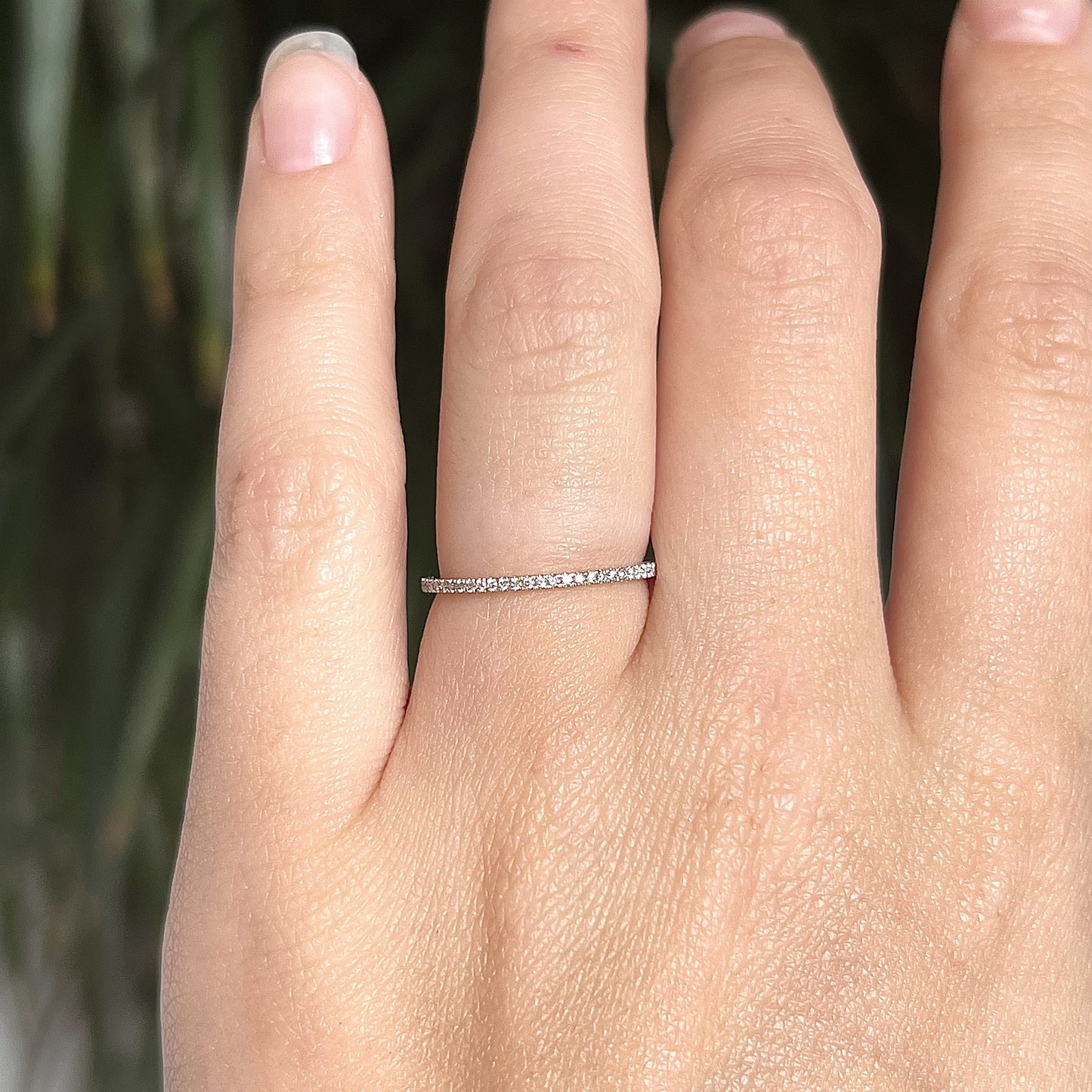 .12 Thin Pave Diamond Wedding Band in 14k White Gold
