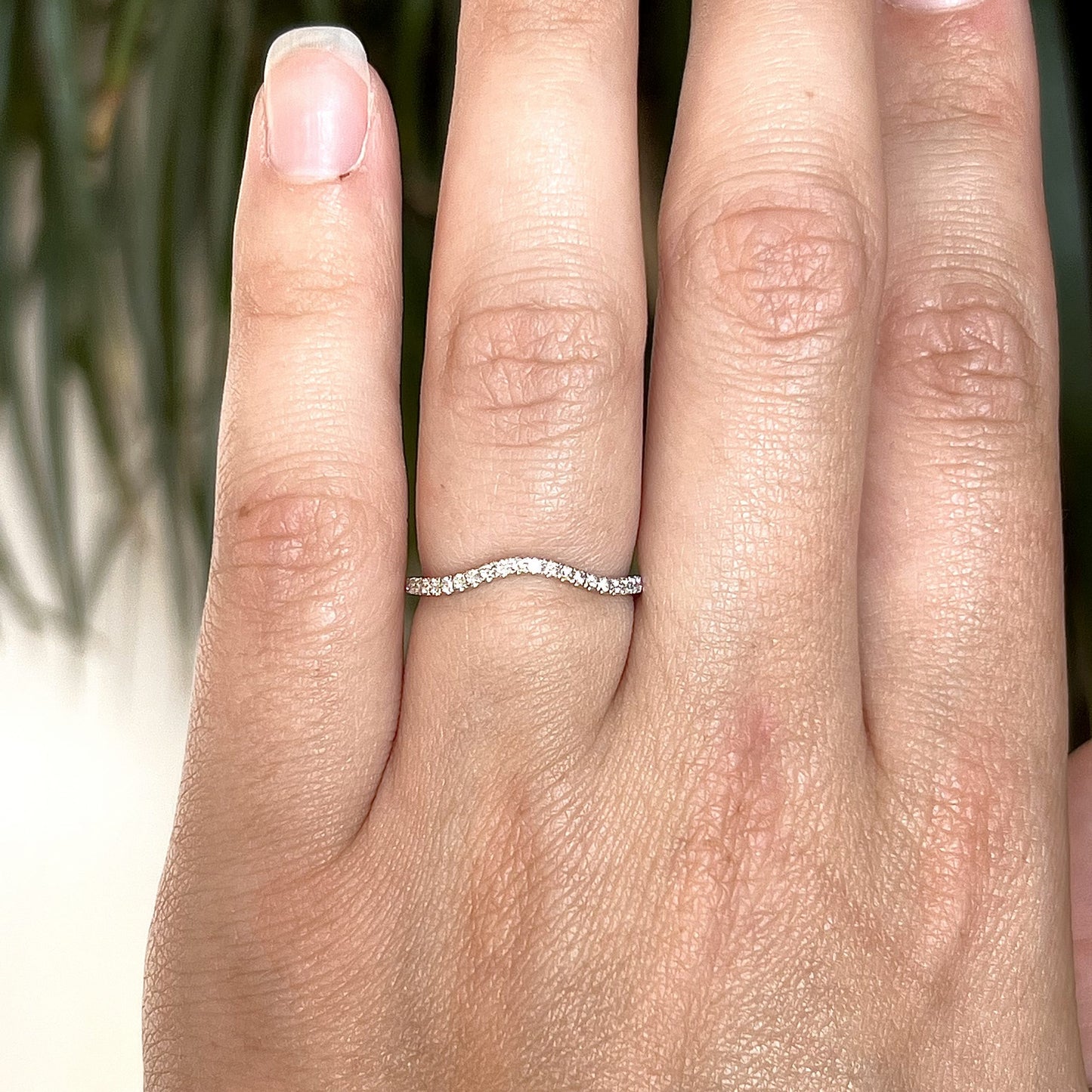 .18 Contoured Diamond Wedding Band in 14k White Gold