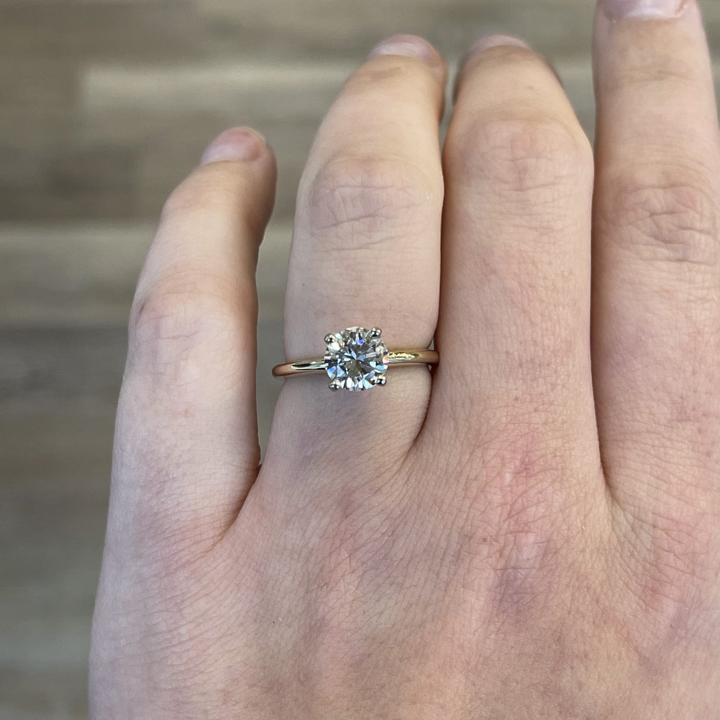 1.28 Round Brilliant Cut Diamond Engagement Ring in 14k Gold