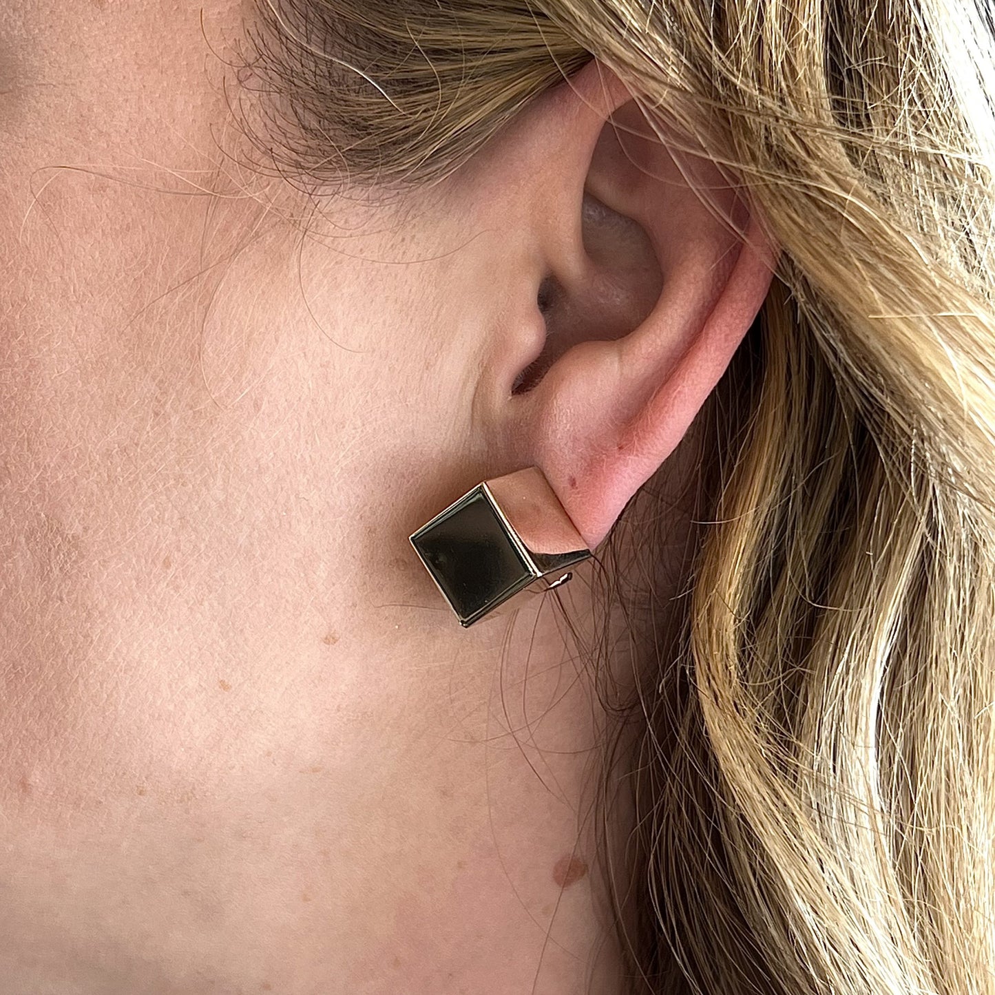 Cube Stud Earrings in 14k Yellow Gold
