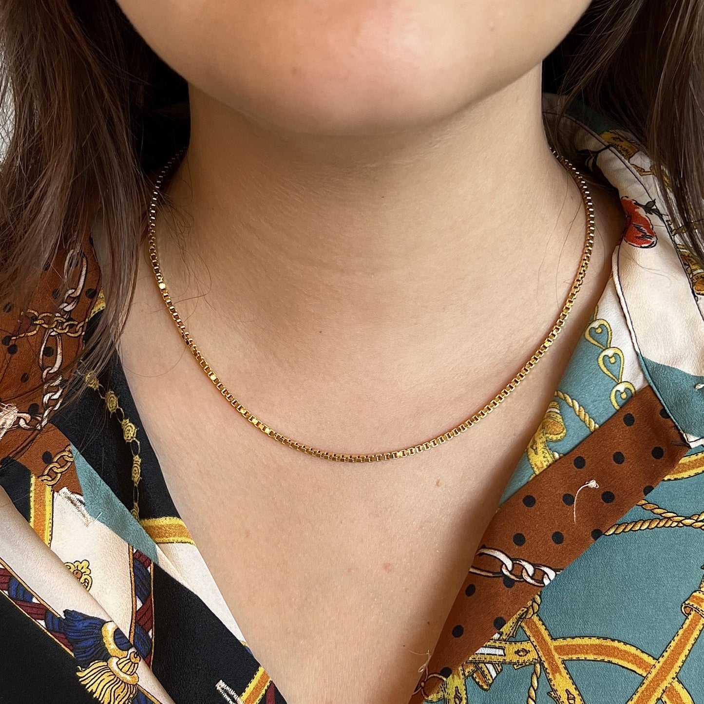 18 Inch Box Chain Necklace in 14k Yellow Gold