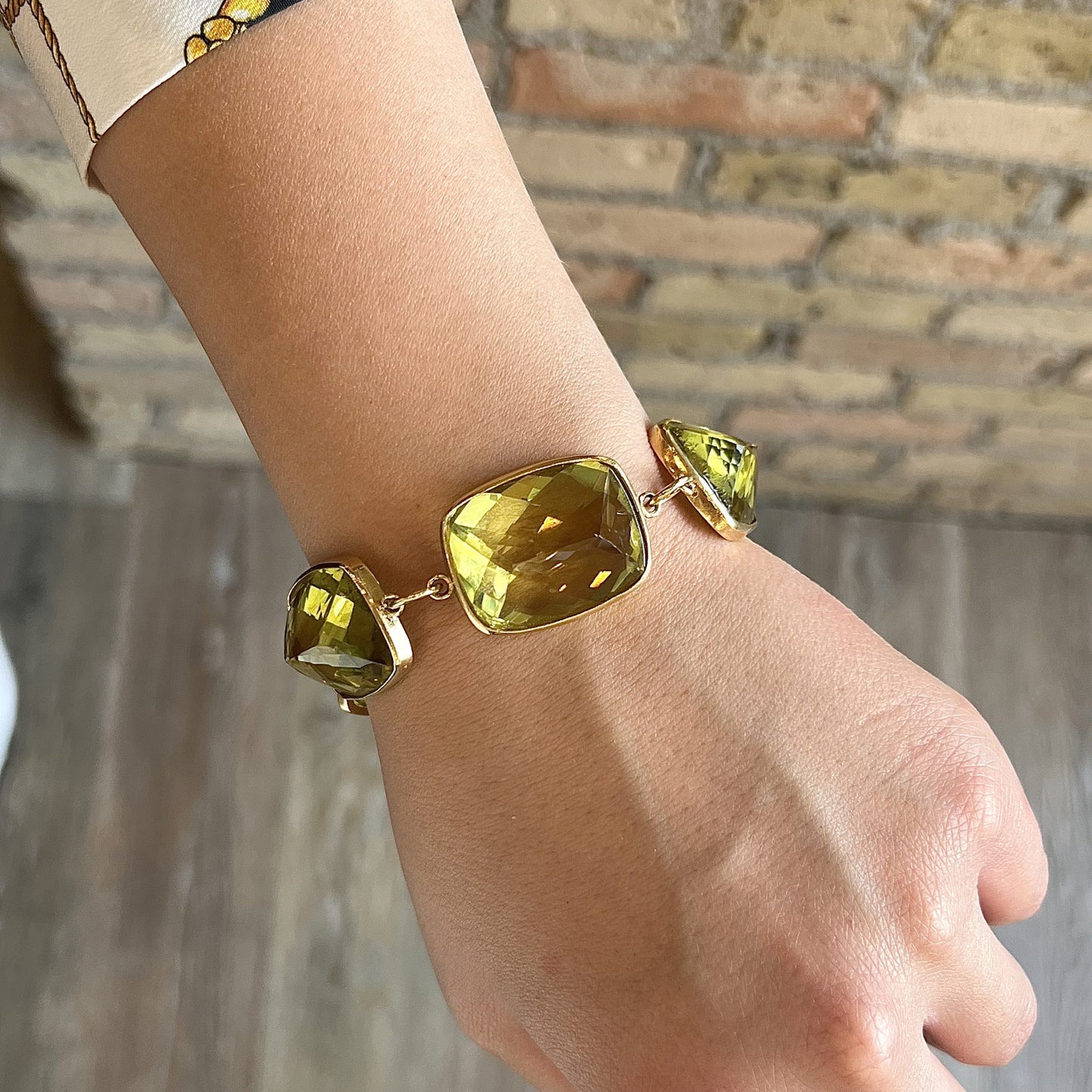 Lemon Quartz Bracelet w/ Toggle Clasp in 18k Yellow Gold