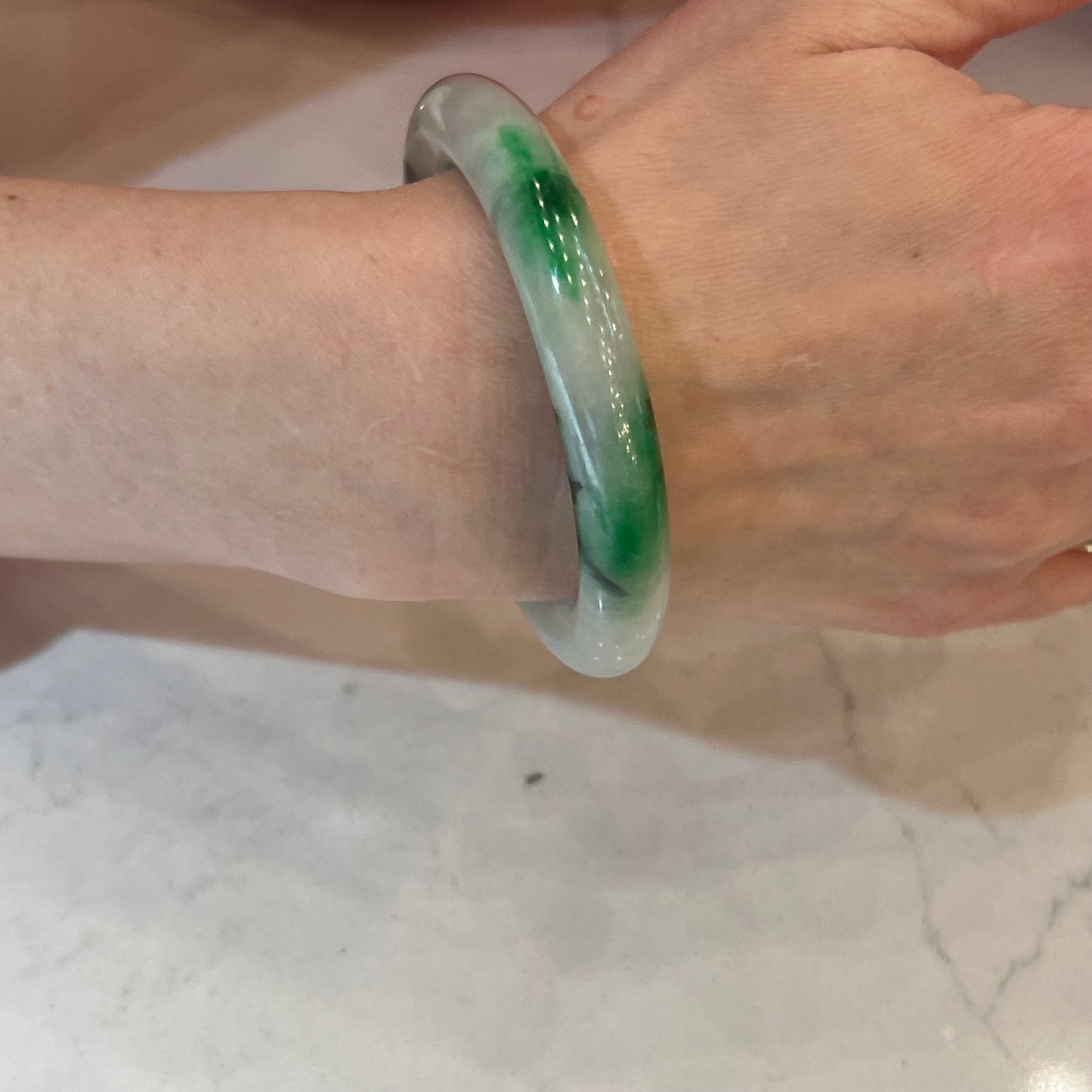 7 Inch Mid-Century Solid Jade Bangle Bracelet