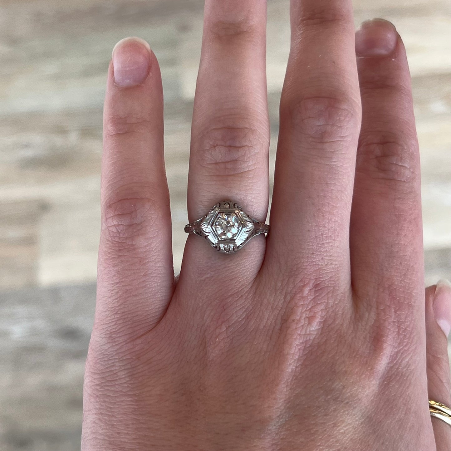 .58 Art Deco Engagement Ring in 18 Karat White Gold