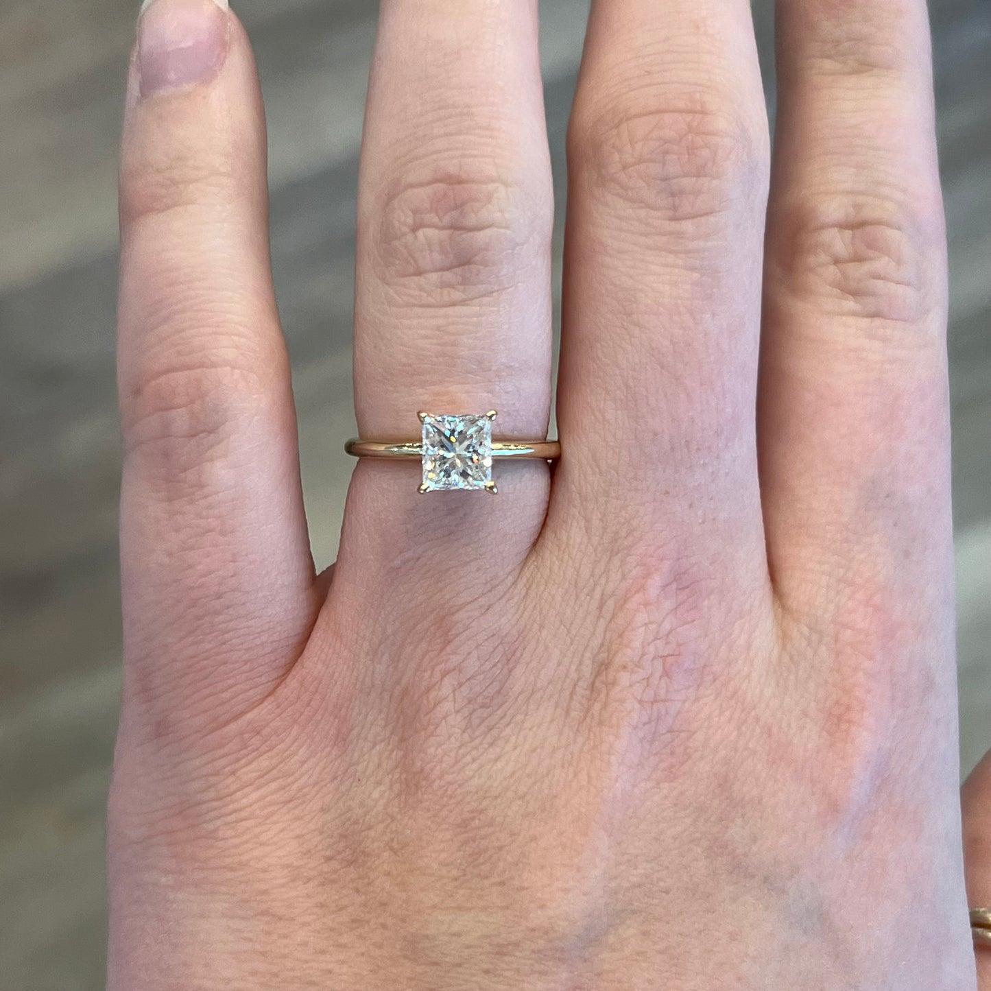 1.51 Solitaire Princess Cut Diamond Engagement Ring in 14k Gold