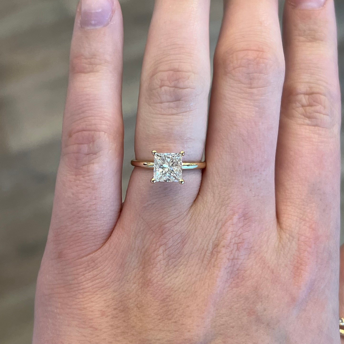 2.01 Princess Cut Diamond Engagement Ring in 14k Yellow Gold