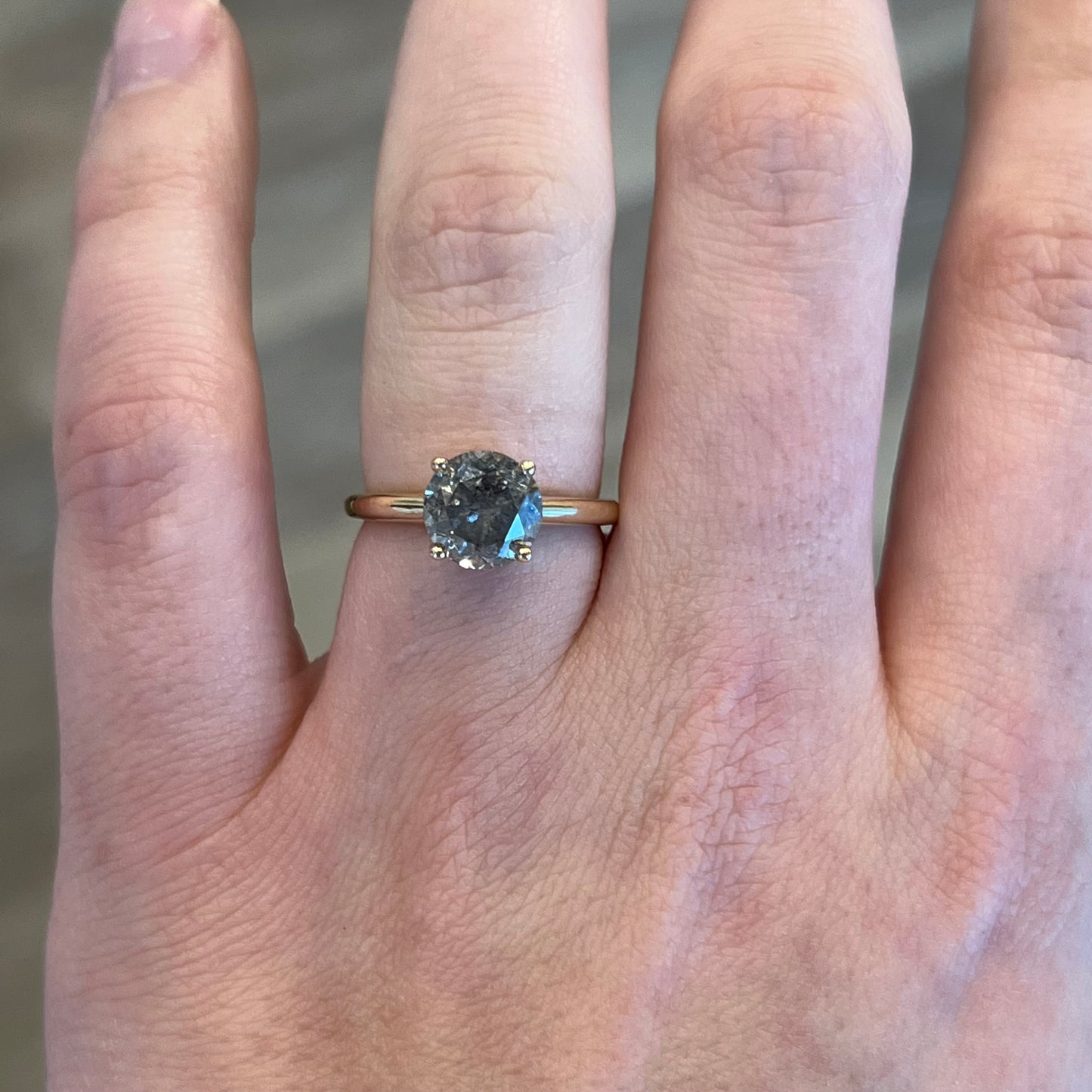 3.04 Salt & Pepper Diamond Engagement Ring in 14k Yellow Gold